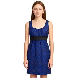 City Studio Junior Blue / Black Short Dress Leopard Print Satin Bow Party Size 3